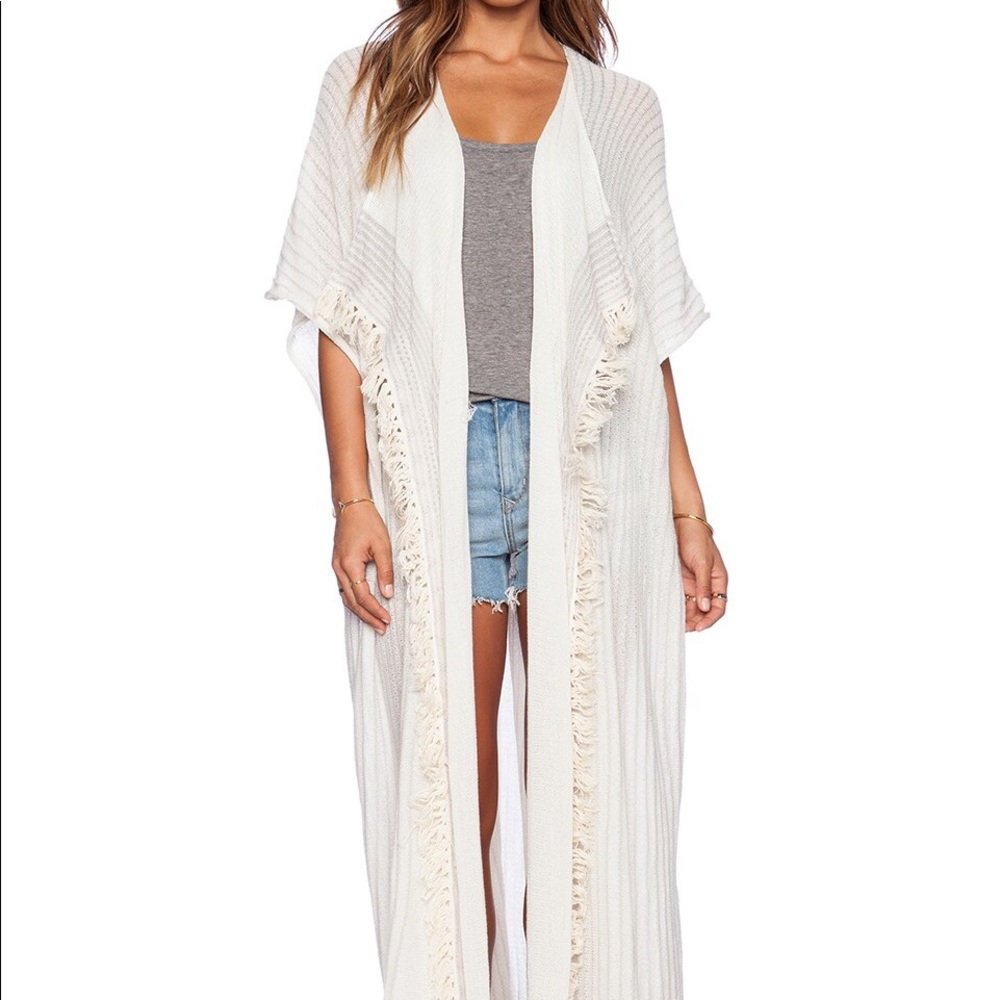 free people maillot fringe kimono